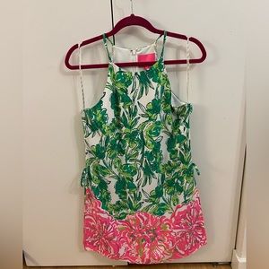 Lilly Pulitzer Pearl Romper in Flamingo